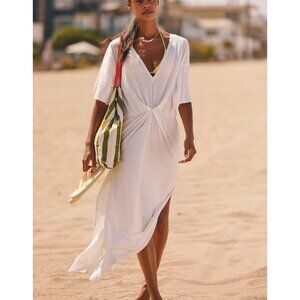 Anthropologie Celandine White Cotton Maxi Dress